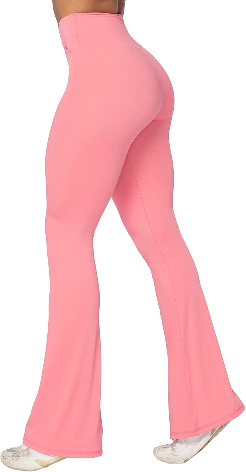 Sunzel Leggings Acampanados, Pantalones de Yoga Cruzados con Control de Abdomen, Cintura Alta y Pierna Ancha