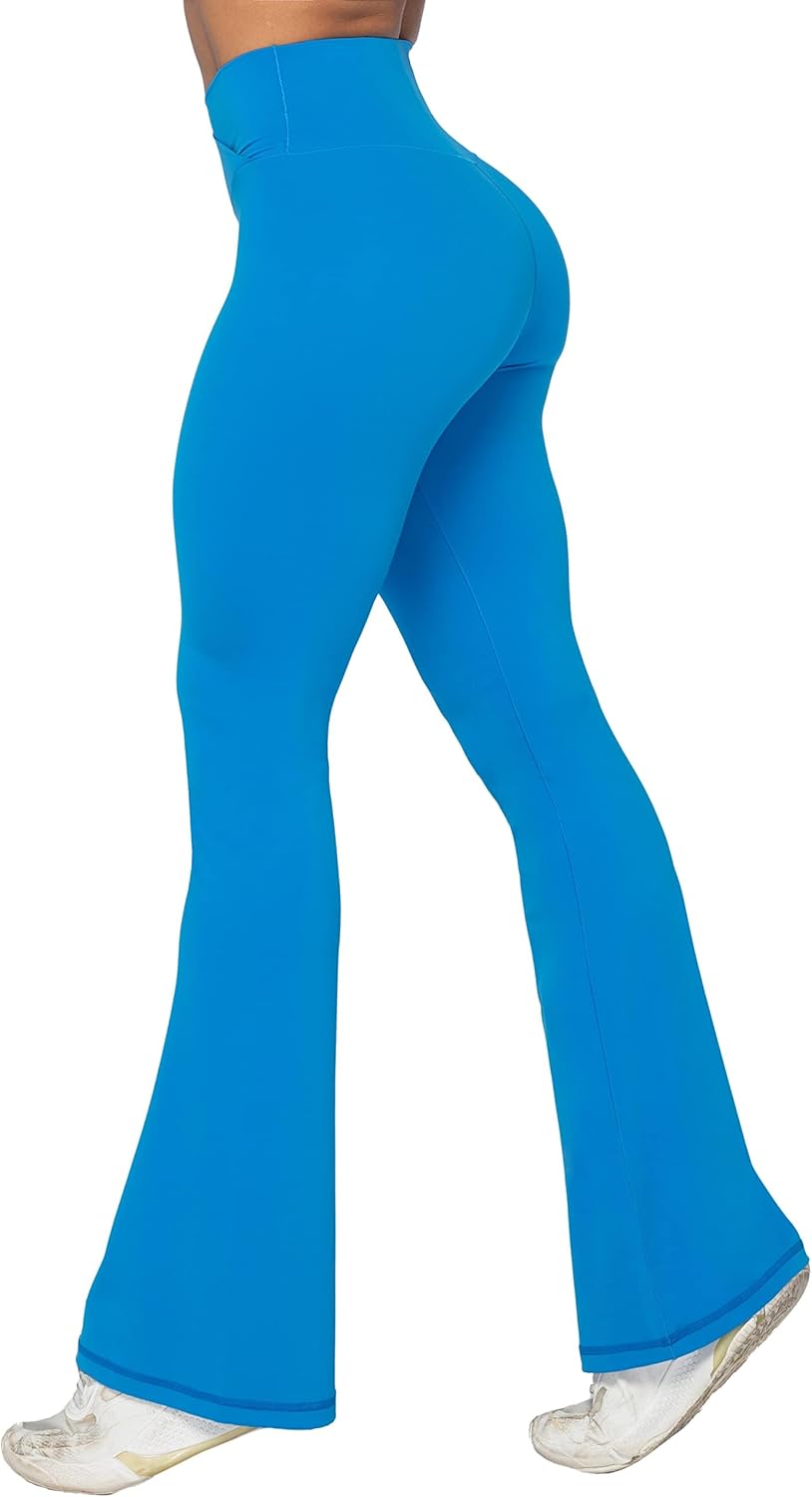 Sunzel Leggings Acampanados, Pantalones de Yoga Cruzados con Control de Abdomen, Cintura Alta y Pierna Ancha